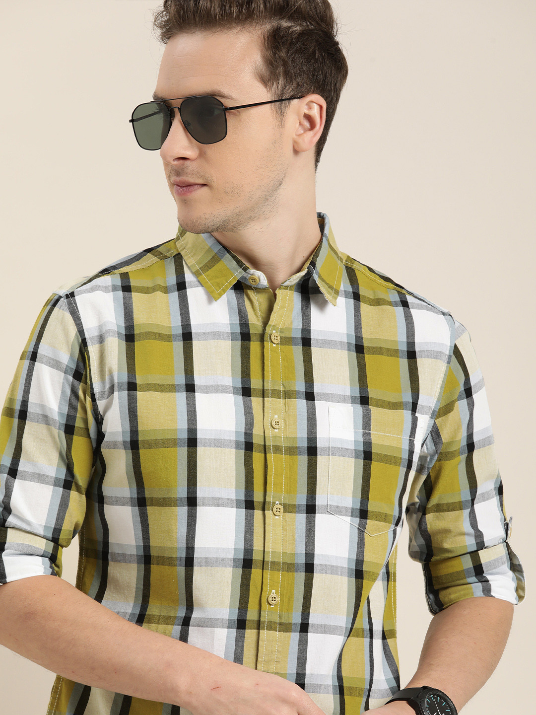 Moda Rapido Men Olive Green And White Slim Fit Tartan Checked Pure Cotton Sustainable Casual Shirt
Moda Rapido Men Olive Green And White Slim Fit Tartan Checked Pure Cotton Sustainable Casual Shirt