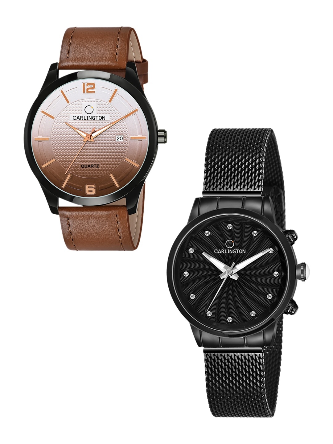 CARLINGTON Unisex Set Of 2 Multicoloured Dial & Leather Straps Analogue Watches Combo CT1010 Tan - CT2017 Black, Multi
CARLINGTON Unisex Set Of 2 Multicoloured Dial & Leather Straps Analogue Watches Combo CT1010 Tan - CT2017 Black, Multi