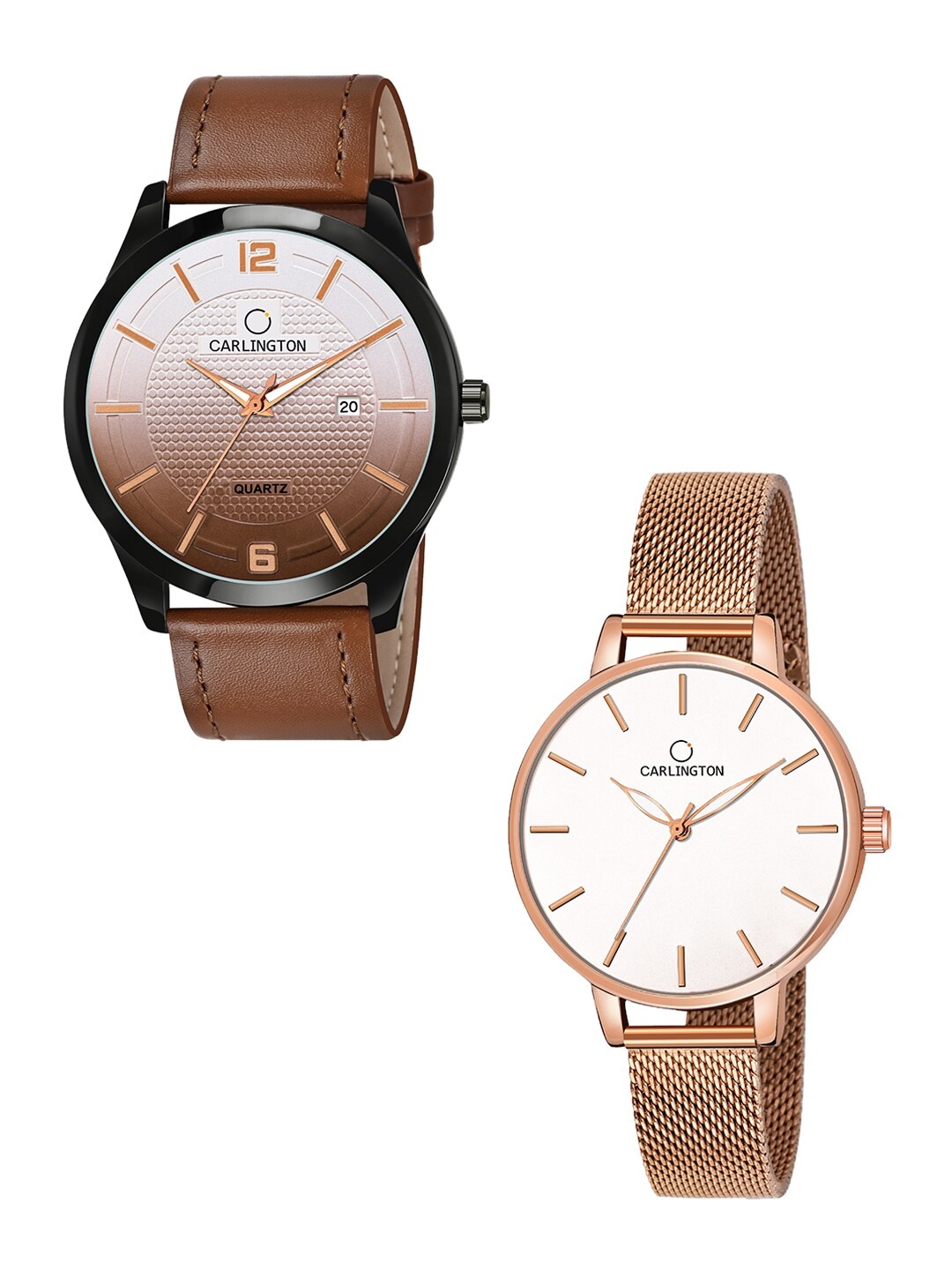 CARLINGTON Unisex Tan Dial & Rose Gold Leather Straps Analogue Watch Combo CT1010 Tan
CARLINGTON Unisex Tan Dial & Rose Gold Leather Straps Analogue Watch Combo CT1010 Tan