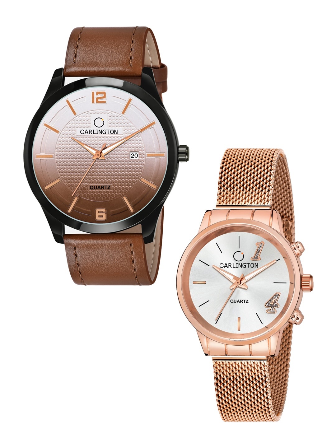 CARLINGTON Unisex 2 Multicoloured Dial & Leather Straps Analogue Watch Combo CT1010 Tan -
CARLINGTON Unisex 2 Multicoloured Dial & Leather Straps Analogue Watch Combo CT1010 Tan -