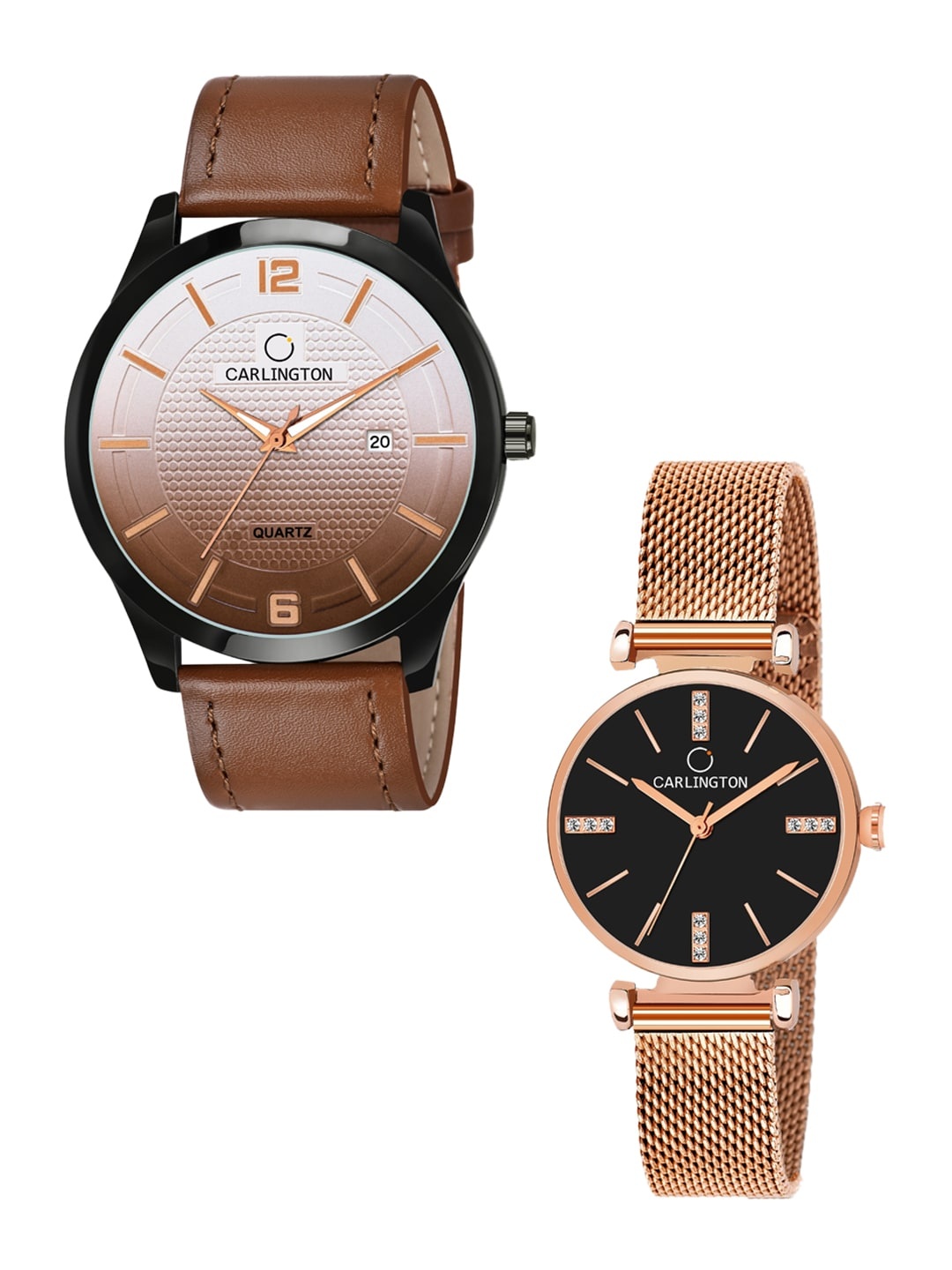 CARLINGTON Unisex Tan & Rose Black Embellished Dial Leather Straps Watch Combo CT1010 Tan
CARLINGTON Unisex Tan & Rose Black Embellished Dial Leather Straps Watch Combo CT1010 Tan