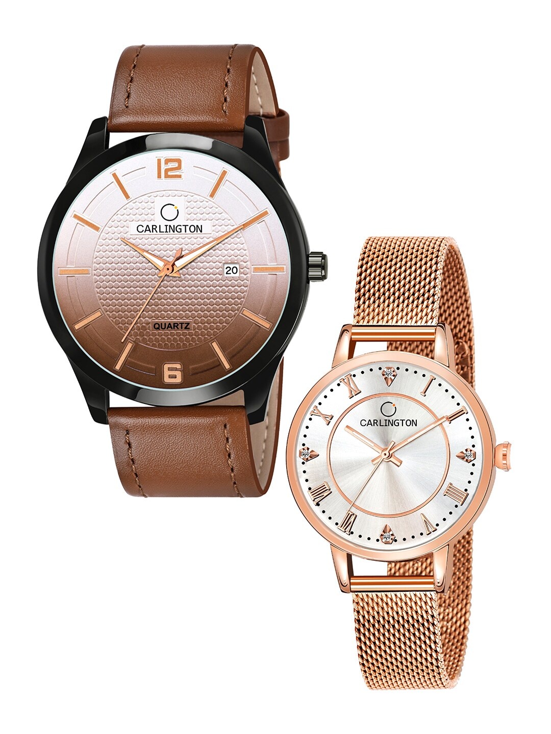 CARLINGTON Unisex Brown & Black Set Of 2 Analogue Watch Combo CT1010 Tan - CT2013 Rose
CARLINGTON Unisex Brown & Black Set Of 2 Analogue Watch Combo CT1010 Tan - CT2013 Rose