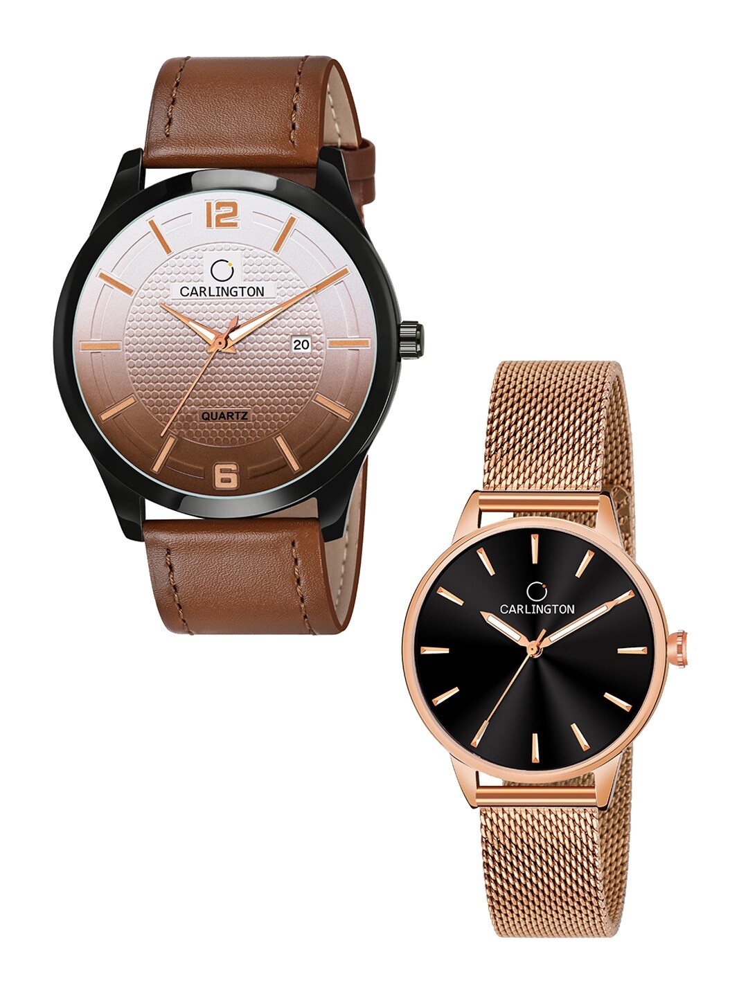 CARLINGTON Unisex Brown & Black Set Of 2 Analogue Watch Combo CT1010 Tan - CT2007 Rose
CARLINGTON Unisex Brown & Black Set Of 2 Analogue Watch Combo CT1010 Tan - CT2007 Rose