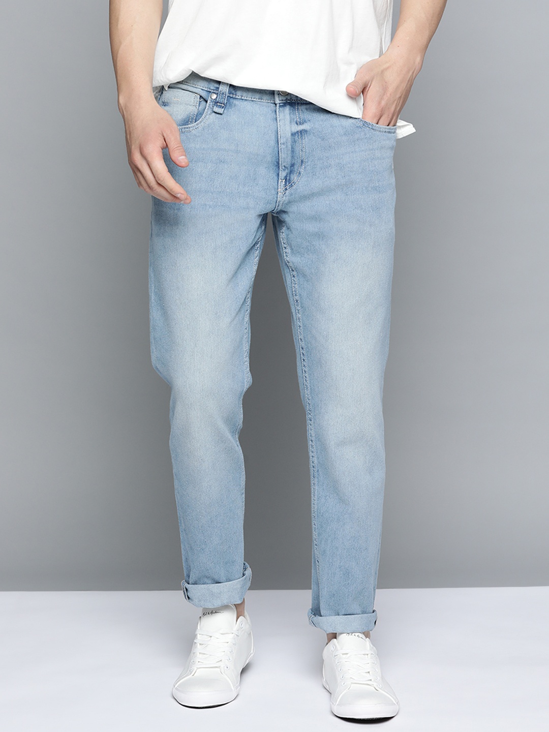 Mast & Harbour Men Blue Slim Fit Light Fade Stretchable Jeans