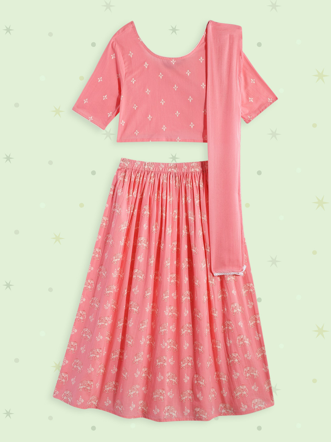 House of Pataudi Girl Pink Printed Ready to Wear Pure Cotton Lehenga & Blouse With Dupatta
House of Pataudi Girl Pink Printed Ready to Wear Pure Cotton Lehenga & Blouse With Dupatta