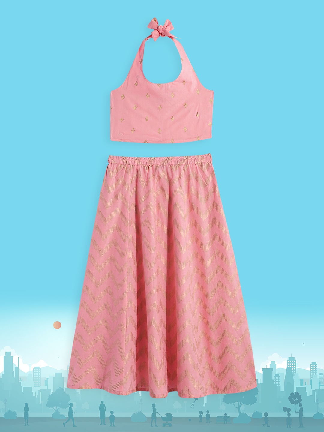 House of Pataudi Girls Pink Printed Khari Print Ready to Wear Pure Cotton Lehenga Choli
House of Pataudi Girls Pink Printed Khari Print Ready to Wear Pure Cotton Lehenga Choli