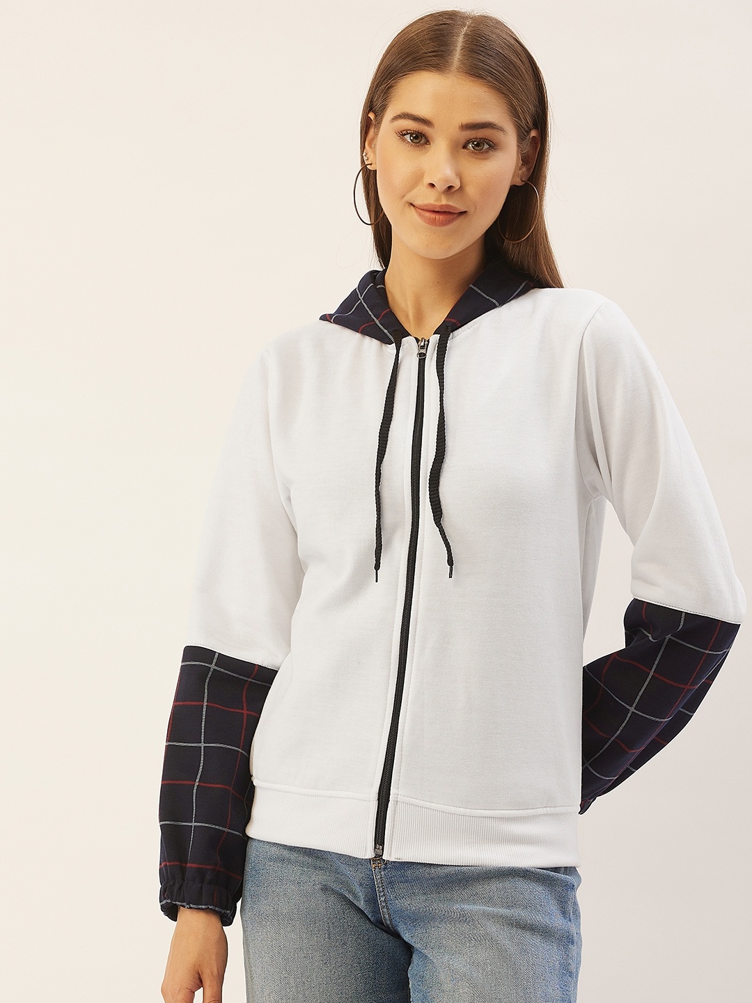 Belle Fille Women White & Navy Blue Colourblocked Fleece Lightweight Tailored Jacket
Belle Fille Women White & Navy Blue Colourblocked Fleece Lightweight Tailored Jacket