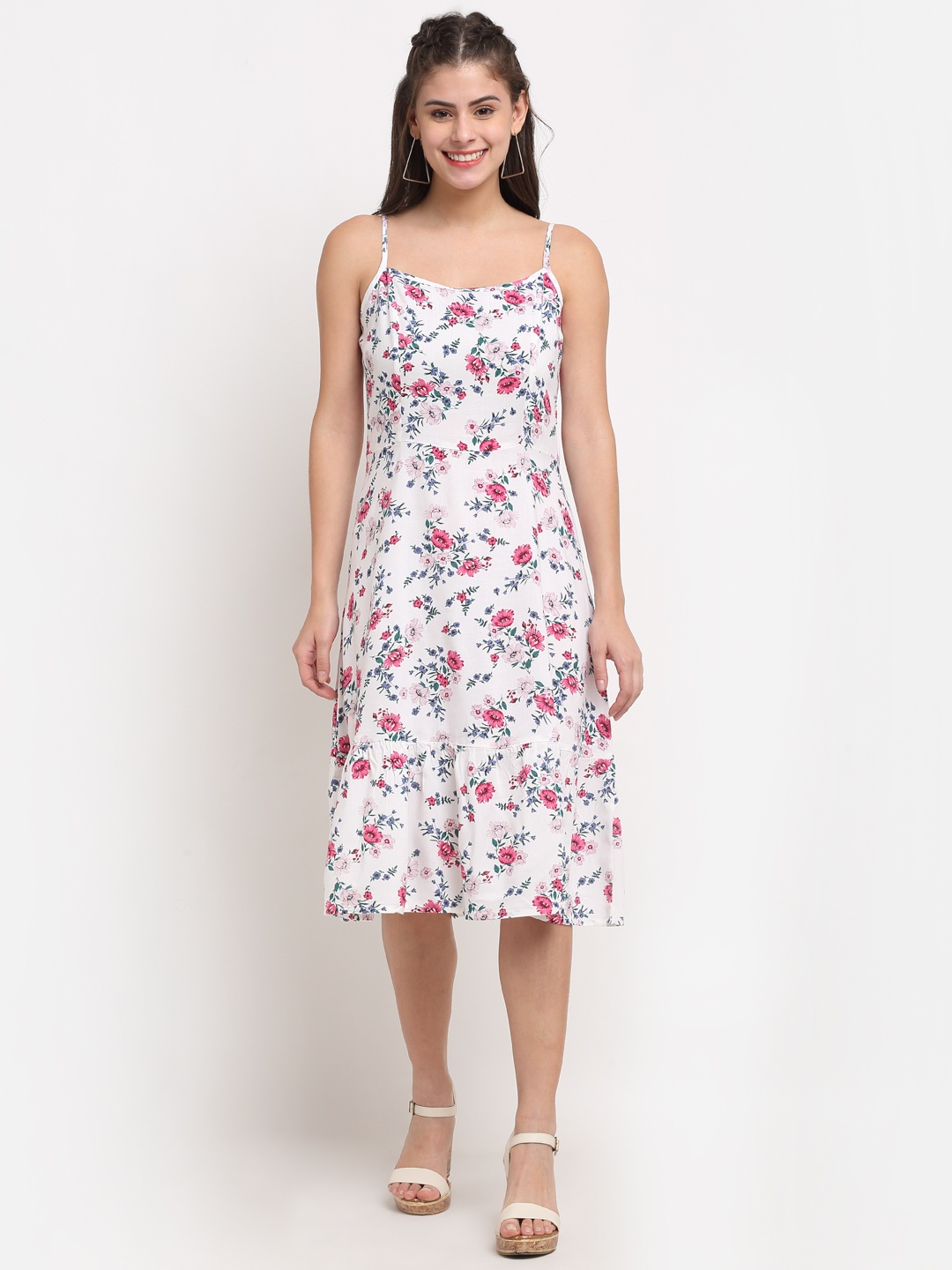 BRINNS Women Floral Printed Dress, White