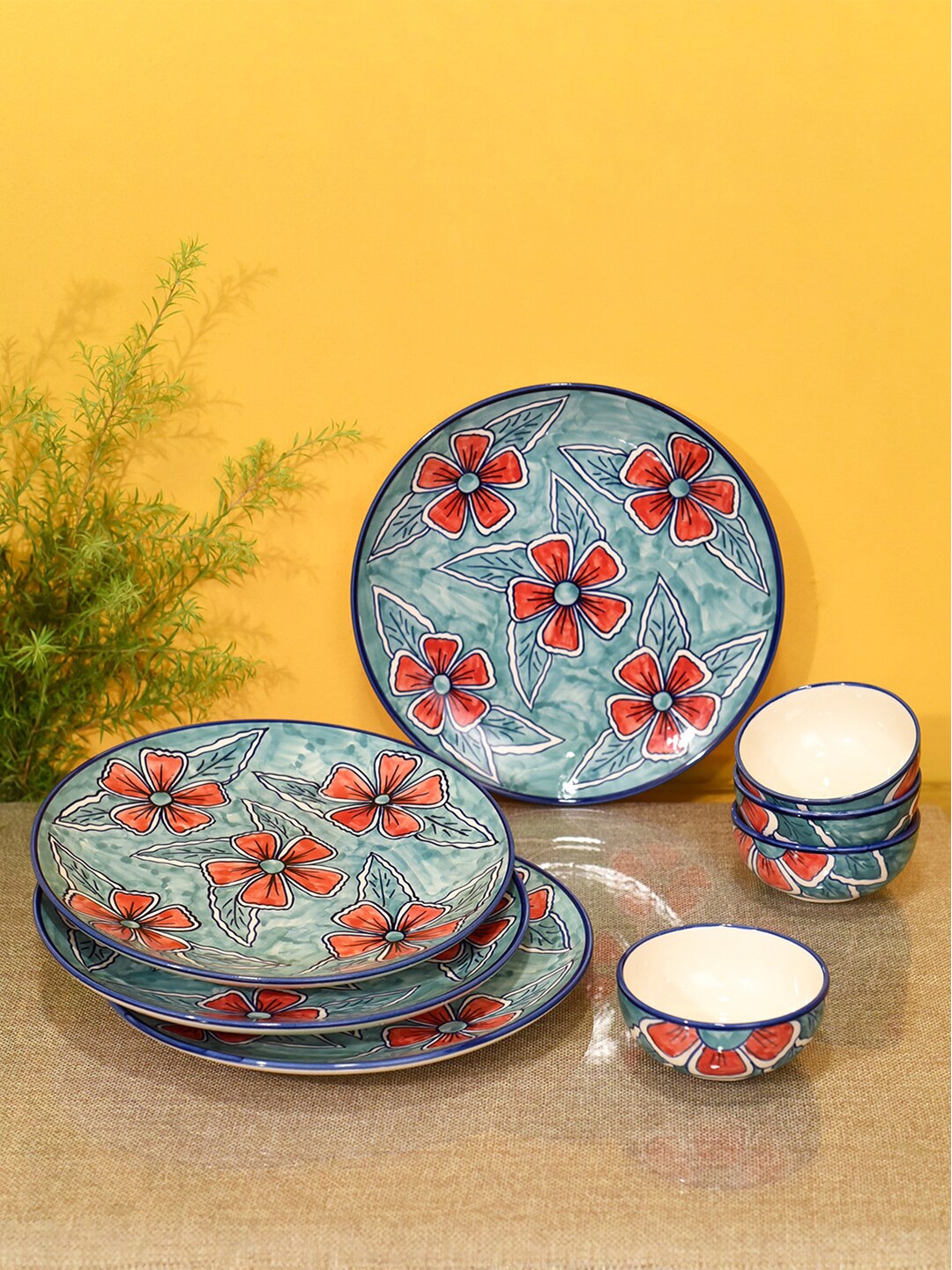 AAKRITI ART CREATIONS Blue & Red Flowers of Ecstasy 8 Pieces Printed Ceramic Dinner Set
AAKRITI ART CREATIONS Blue & Red Flowers of Ecstasy 8 Pieces Printed Ceramic Dinner Set