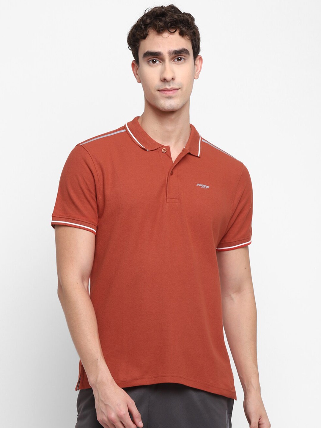 FURO by Red Chief Men Brown Polo Collar Cotton T-shirt
