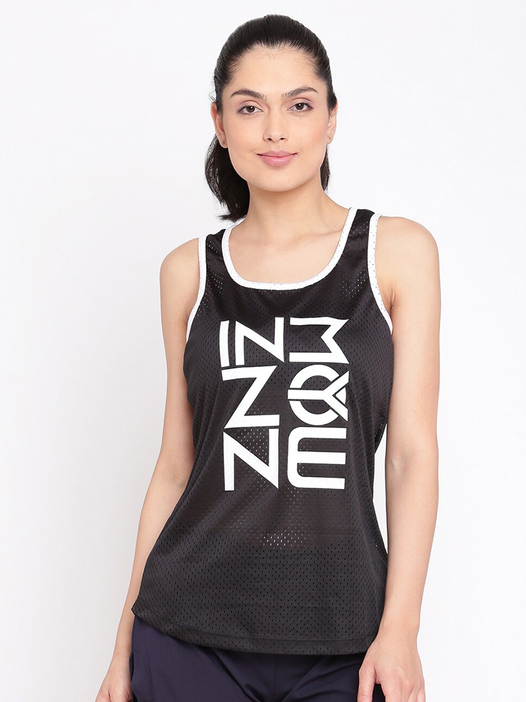 Spolei Women Black & White Typography Printed T-shirt