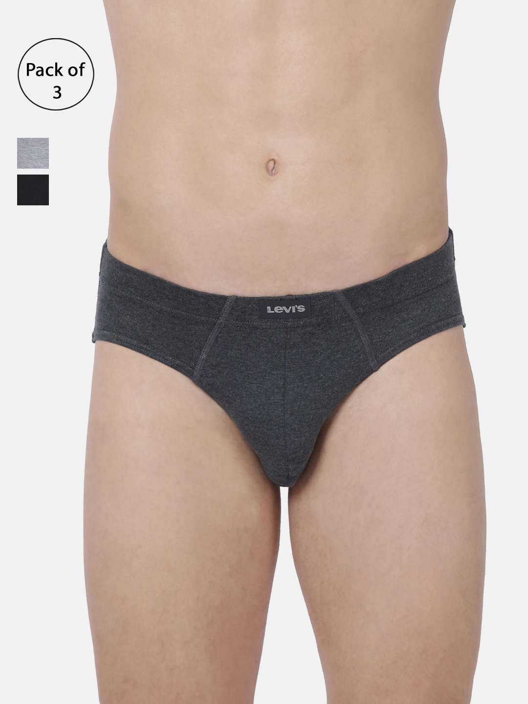 Levis Men Pack of 3 Solid Pure Cotton Briefs BF-100CA-3PK-STYLE-011-583, Grey melange
Levis Men Pack of 3 Solid Pure Cotton Briefs BF-100CA-3PK-STYLE-011-583, Grey melange