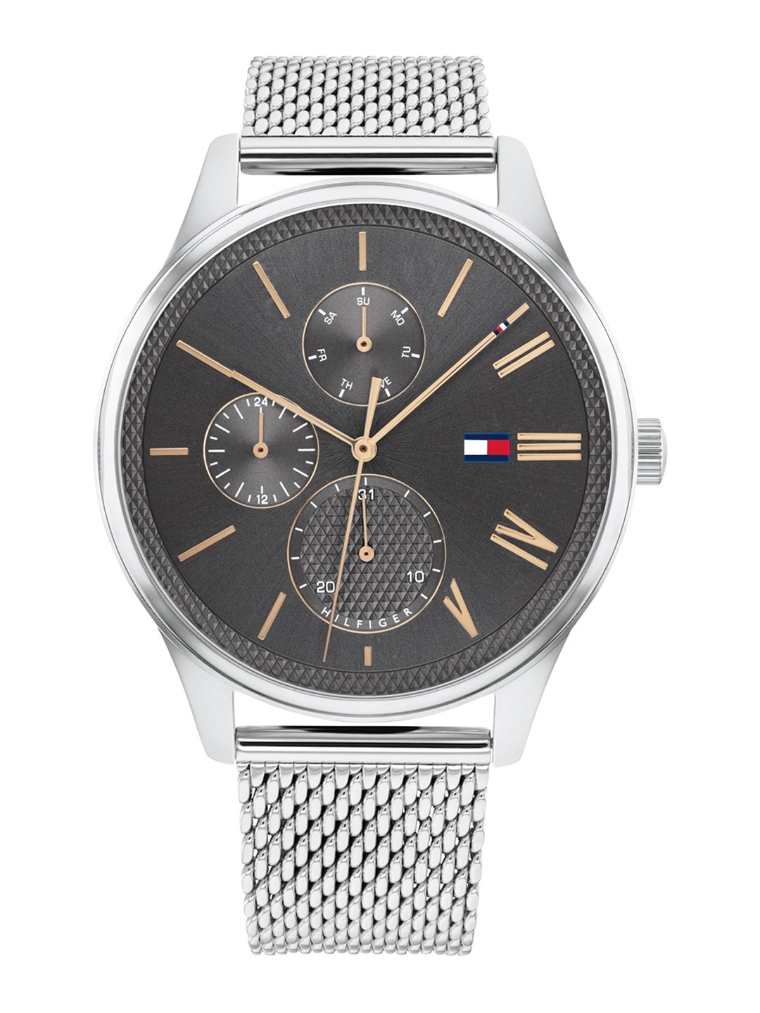 Tommy Hilfiger Men Grey Dial & Silver Toned Stainless Steel Bracelet Style Straps Analogue Multi Function Watch
Tommy Hilfiger Men Grey Dial & Silver Toned Stainless Steel Bracelet Style Straps Analogue Multi Function Watch