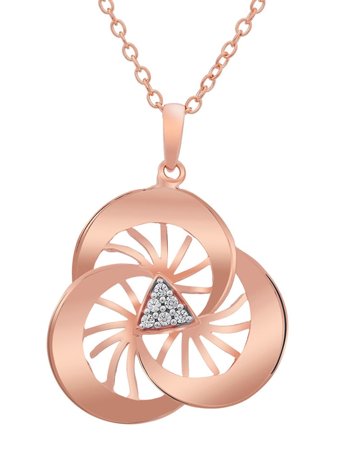 LA SOULA 925 Sterling Silver Rose Gold-Plated & White CZ-Studded Pendant With Chain
LA SOULA 925 Sterling Silver Rose Gold-Plated & White CZ-Studded Pendant With Chain