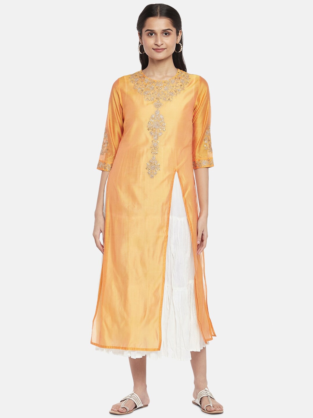 RANGMANCH BY PANTALOONS Mustard Yellow & White Ethnic Motifs Layered A-Line Midi Dress
RANGMANCH BY PANTALOONS Mustard Yellow & White Ethnic Motifs Layered A-Line Midi Dress