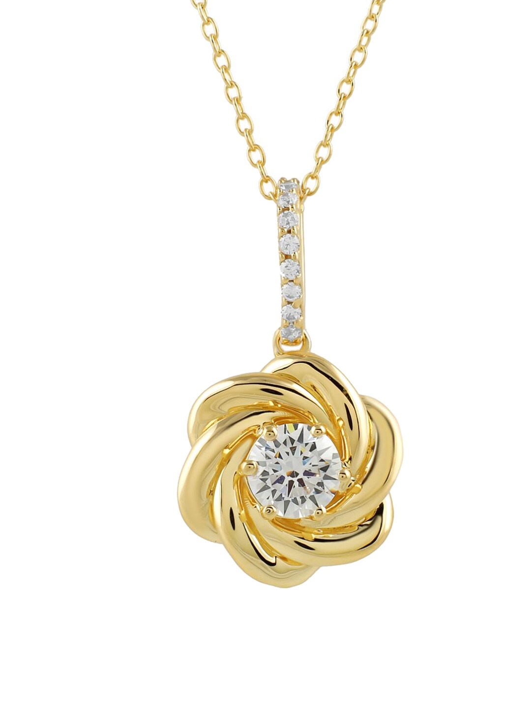 LA SOULA Gold-Plated White CZ-Studded 925 Sterling Silver Pendant With Chain, Yellow
LA SOULA Gold-Plated White CZ-Studded 925 Sterling Silver Pendant With Chain, Yellow