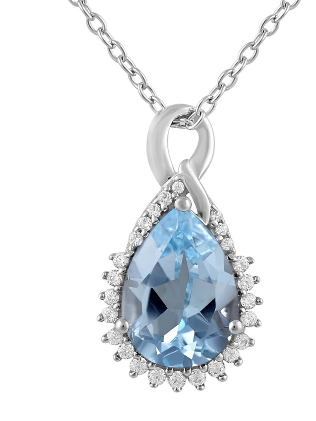 LA SOULA 925 Sterling Silver Rhodium-Plated Blue & White Topaz-Studded Pendant With Chain
LA SOULA 925 Sterling Silver Rhodium-Plated Blue & White Topaz-Studded Pendant With Chain