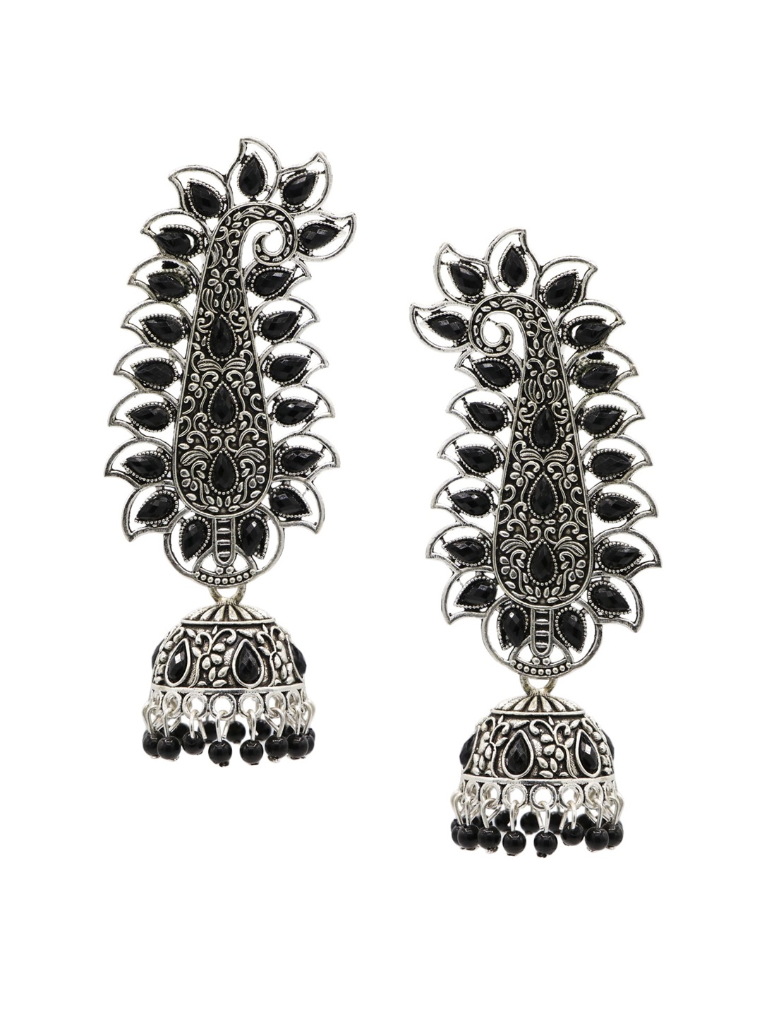 ASMITTA JEWELLERY Black Contemporary Jhumkas Earrings