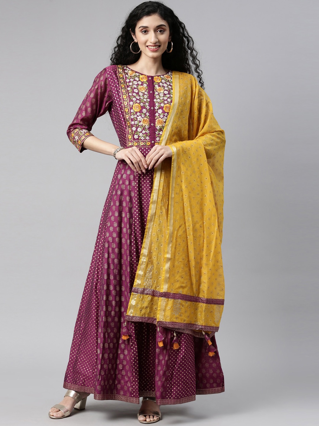 Neerus Women Violet Ethnic Motifs Embroidered Chanderi Cotton Kurti with Skirt & Dupatta
Neerus Women Violet Ethnic Motifs Embroidered Chanderi Cotton Kurti with Skirt & Dupatta