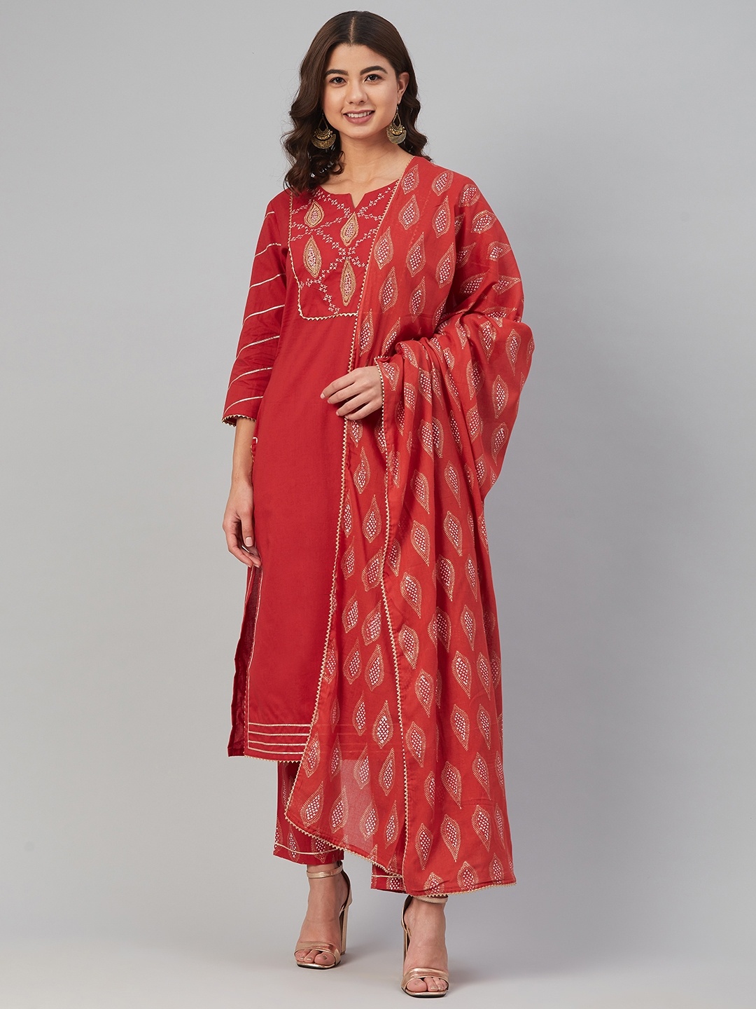 Hatheli Women Red Hand Block Embroidered Pure Cotton Kurta with Trousers & With Dupatta
Hatheli Women Red Hand Block Embroidered Pure Cotton Kurta with Trousers & With Dupatta