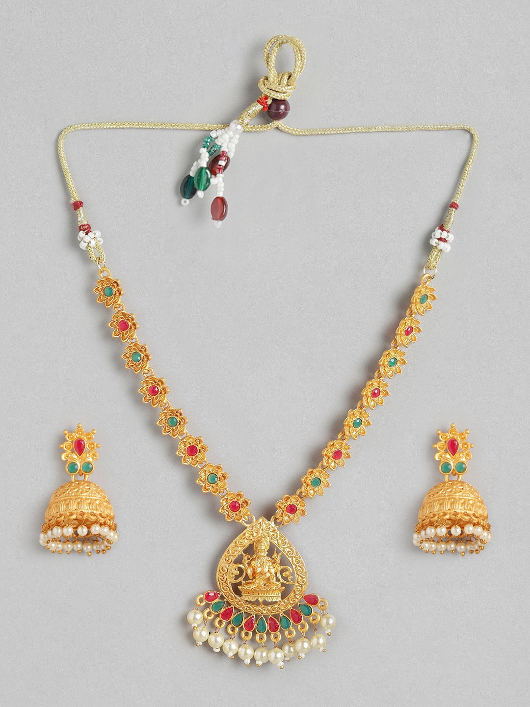 Anouk Women Gold-Toned & Pink Goddess Laxmi Stone Studded & Beaded Temple Necklace
Anouk Women Gold-Toned & Pink Goddess Laxmi Stone Studded & Beaded Temple Necklace