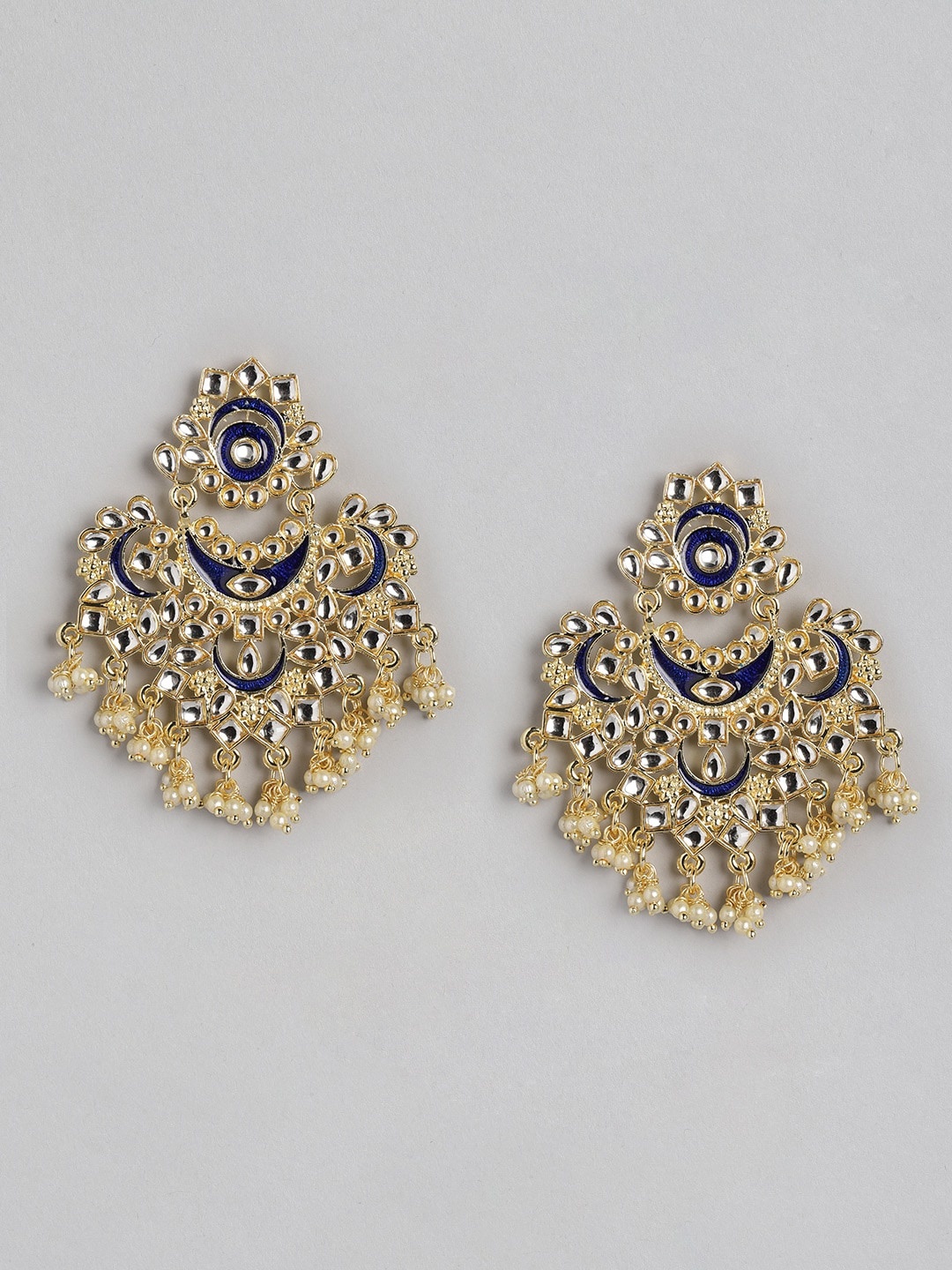 Anouk Gold-Toned & Blue Enamelled Kundan Studded & Beaded Crescent Shaped Chandbalis
Anouk Gold-Toned & Blue Enamelled Kundan Studded & Beaded Crescent Shaped Chandbalis