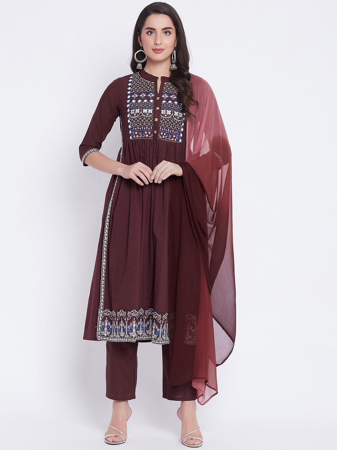 Prakhya Women Brown Ethnic Motifs Yoke Design Pure Cotton Kurta with Trousers & Dupatta
Prakhya Women Brown Ethnic Motifs Yoke Design Pure Cotton Kurta with Trousers & Dupatta