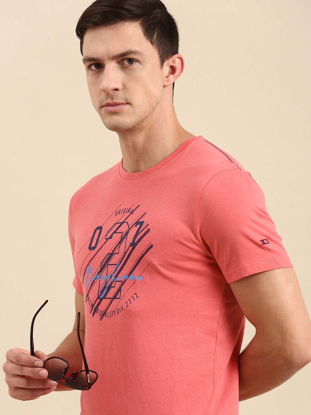 Being Human Clothing Men Pink Typography Printed T-shirt