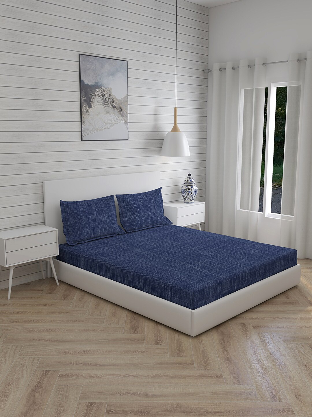 Boutique Living India Blue Geometric 300 TC Cotton Double King Bedsheet 2Pillow Covers
Boutique Living India Blue Geometric 300 TC Cotton Double King Bedsheet 2Pillow Covers