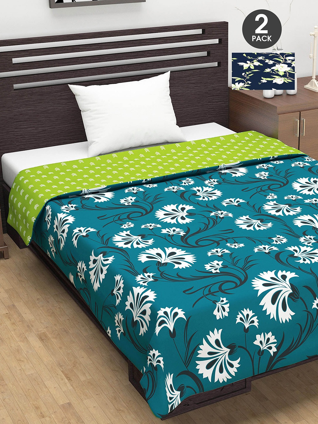 Divine Casa Navy Blue & Green Set of 2 Floral AC Room 110 GSM Single Bed Dohar
Divine Casa Navy Blue & Green Set of 2 Floral AC Room 110 GSM Single Bed Dohar