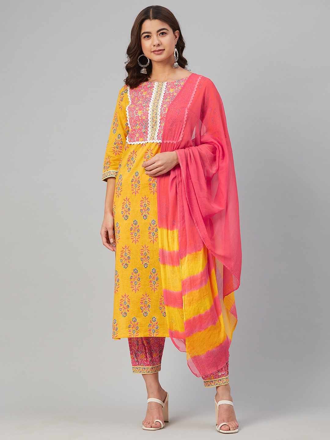 Yuris Women Mustard Yellow Ethnic Motifs Printed Regular Pure Cotton Kurta with Salwar & With Dupatta
Yuris Women Mustard Yellow Ethnic Motifs Printed Regular Pure Cotton Kurta with Salwar & With Dupatta