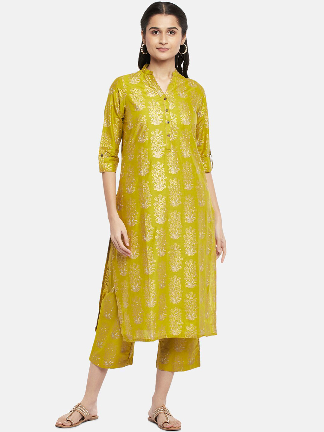 RANGMANCH BY PANTALOONS Women Ethnic Printed Pleated Pure Cotton Kurta with Trousers, Mustard
RANGMANCH BY PANTALOONS Women Ethnic Printed Pleated Pure Cotton Kurta with Trousers, Mustard