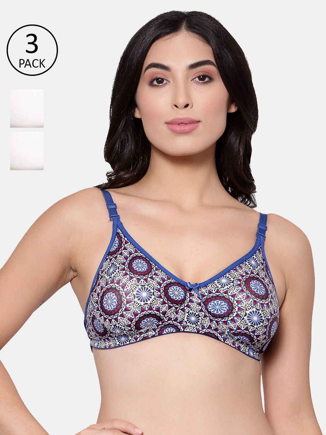 Inner Sense Women Set of 3 Multi Printed Cotton Antimicrobial Non-Padded Seamless bra
Inner Sense Women Set of 3 Multi Printed Cotton Antimicrobial Non-Padded Seamless bra