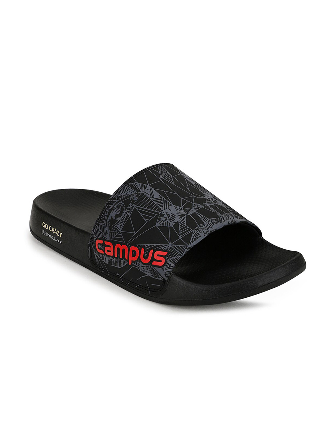 Campus Men Black & Grey Printed Sliders 
Campus Men Black & Grey Printed Sliders
