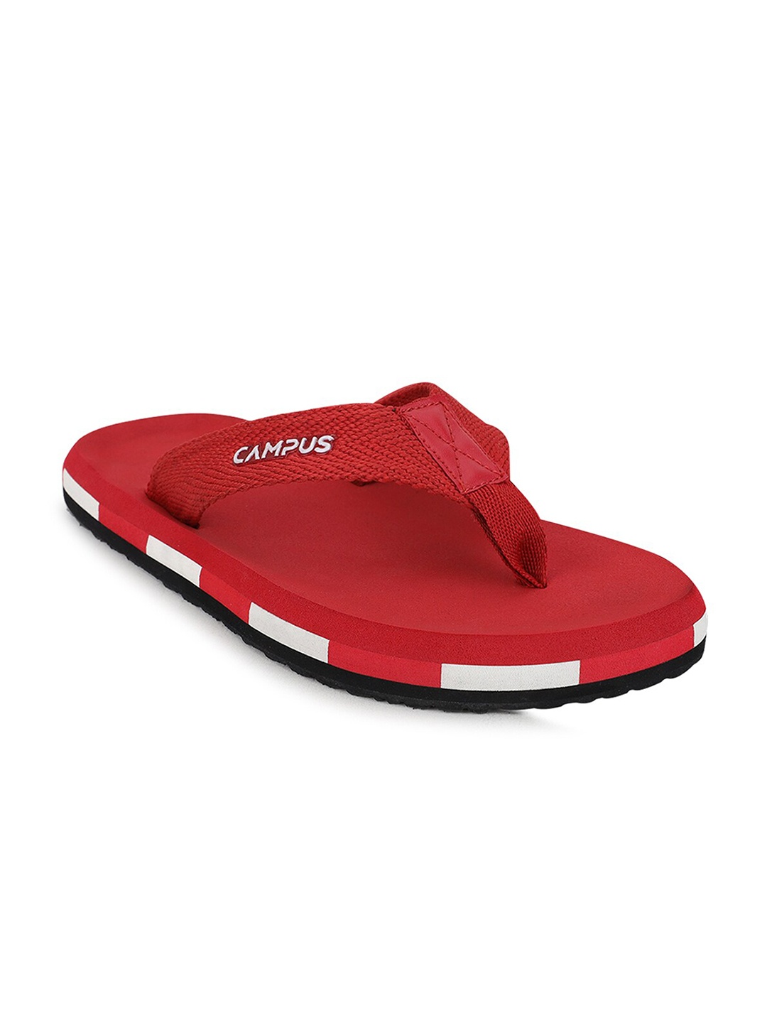 Campus Men Red & White Printed Thong Flip-Flops