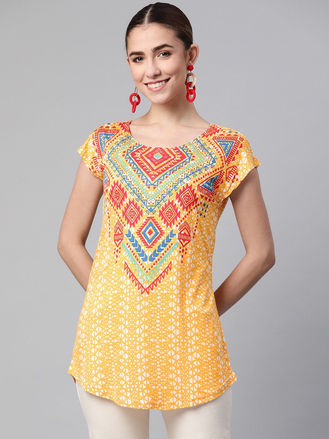 Rangriti Yellow & Red Print Top