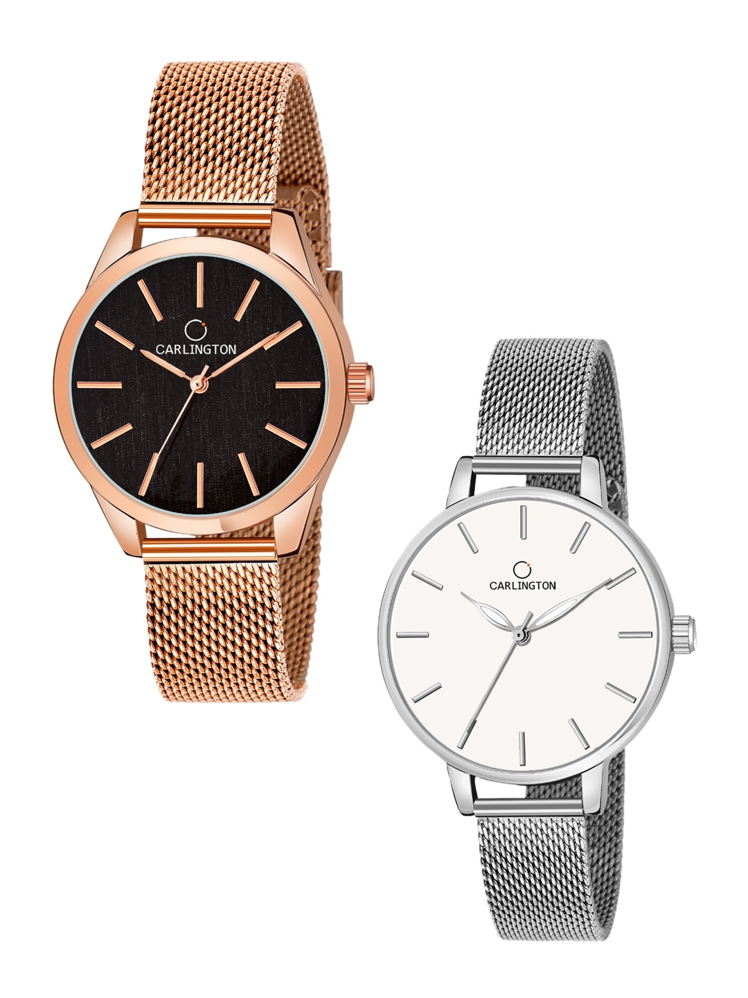 CARLINGTON Women Rose Gold & Silver Set Of 2 Stainless Steel Bracelet Style Analogue Watch
CARLINGTON Women Rose Gold & Silver Set Of 2 Stainless Steel Bracelet Style Analogue Watch