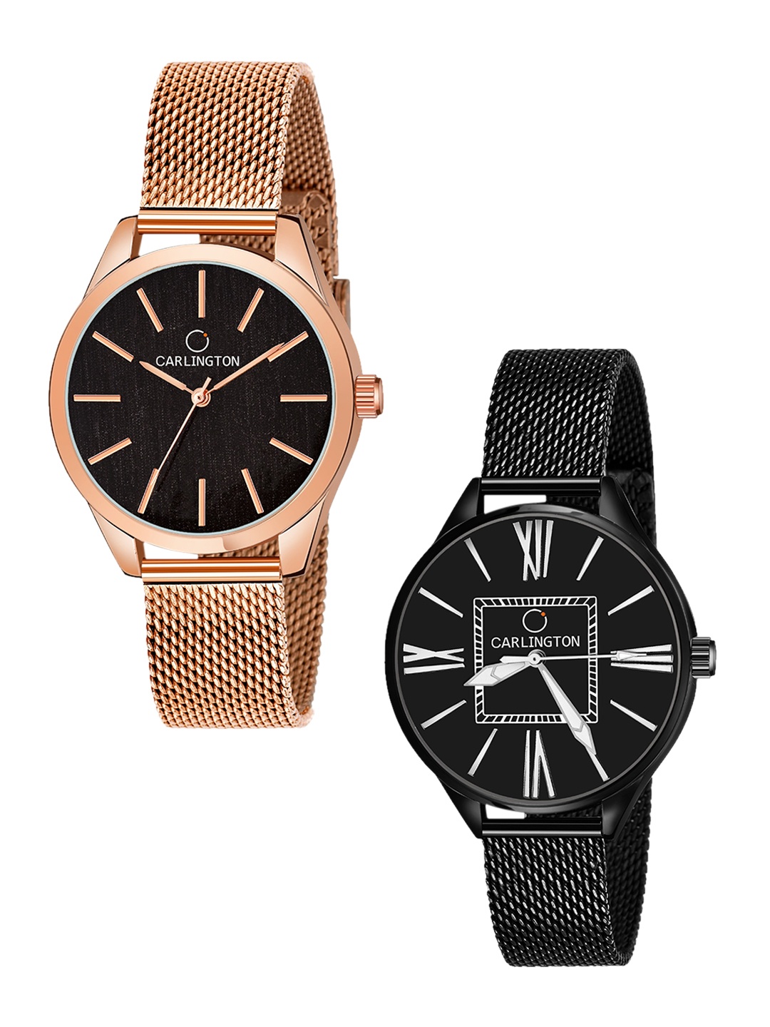 CARLINGTON Women Set of 2 Black Stainless Steel Bracelet Style Straps Analogue Watches
CARLINGTON Women Set of 2 Black Stainless Steel Bracelet Style Straps Analogue Watches