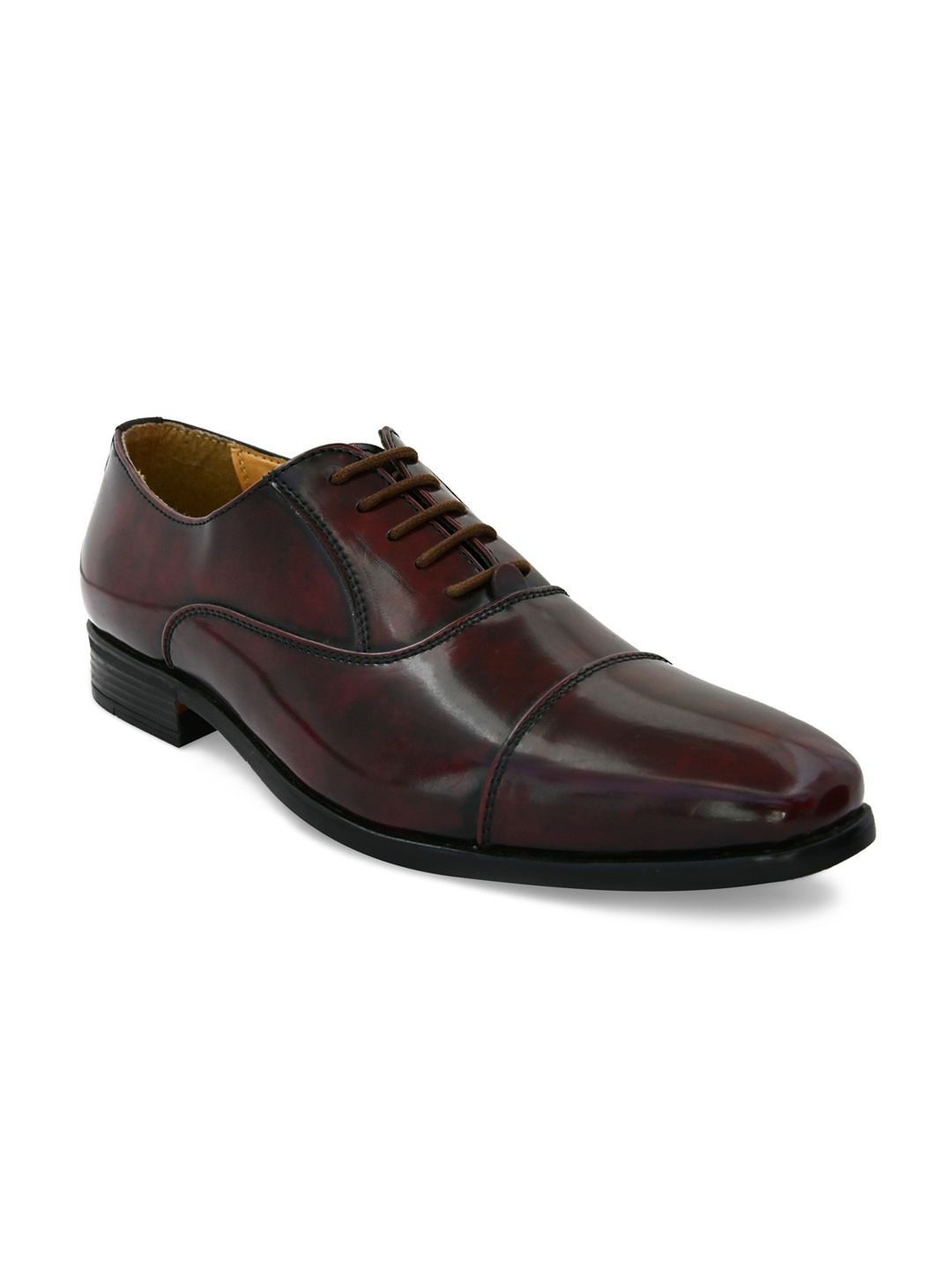 San Frissco Men Maroon Solid Leather Formal Oxfords