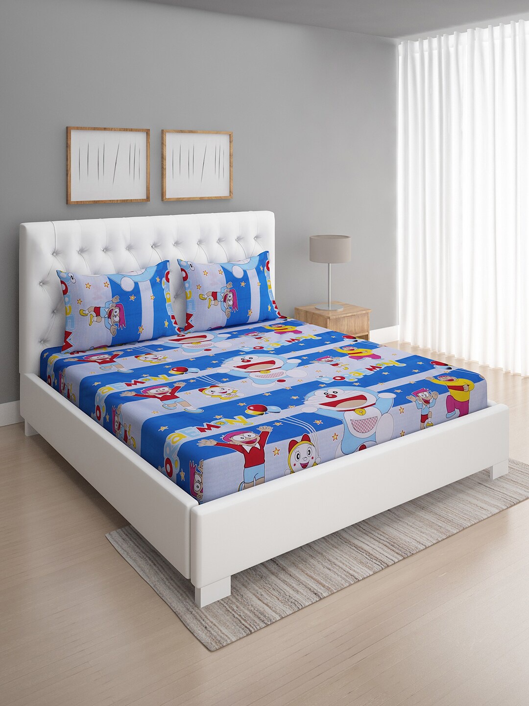 ROMEE Blue & Grey Cartoon Characters 144 TC Queen Bedsheet with 2 Pillow Covers
ROMEE Blue & Grey Cartoon Characters 144 TC Queen Bedsheet with 2 Pillow Covers