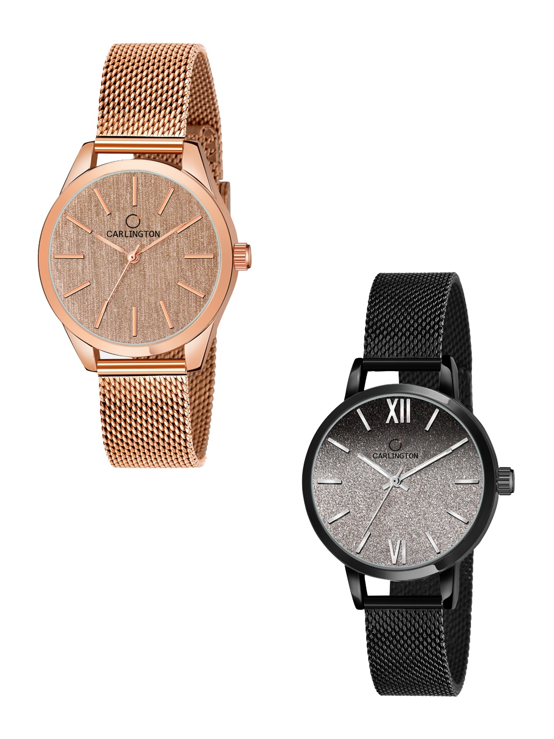 CARLINGTON Women Pack Of 2 Stainless Steel Analogue Watches CT2001 RoseGold-CT2018 Black, Multi
CARLINGTON Women Pack Of 2 Stainless Steel Analogue Watches CT2001 RoseGold-CT2018 Black, Multi