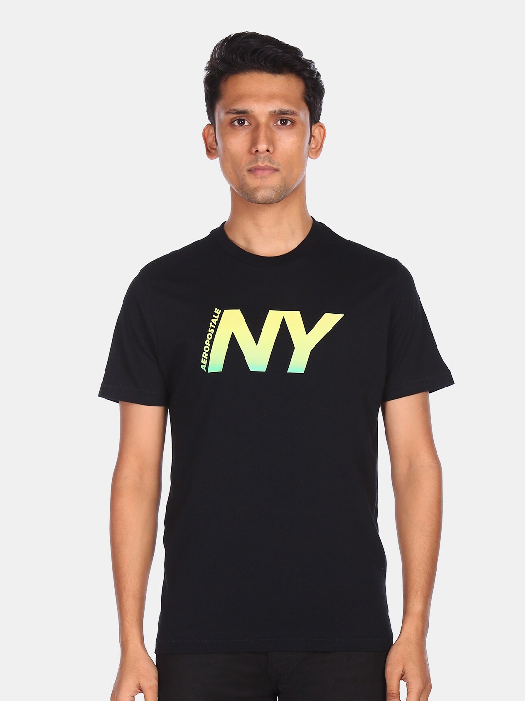 Aeropostale Men Black Typography Printed T-shirt