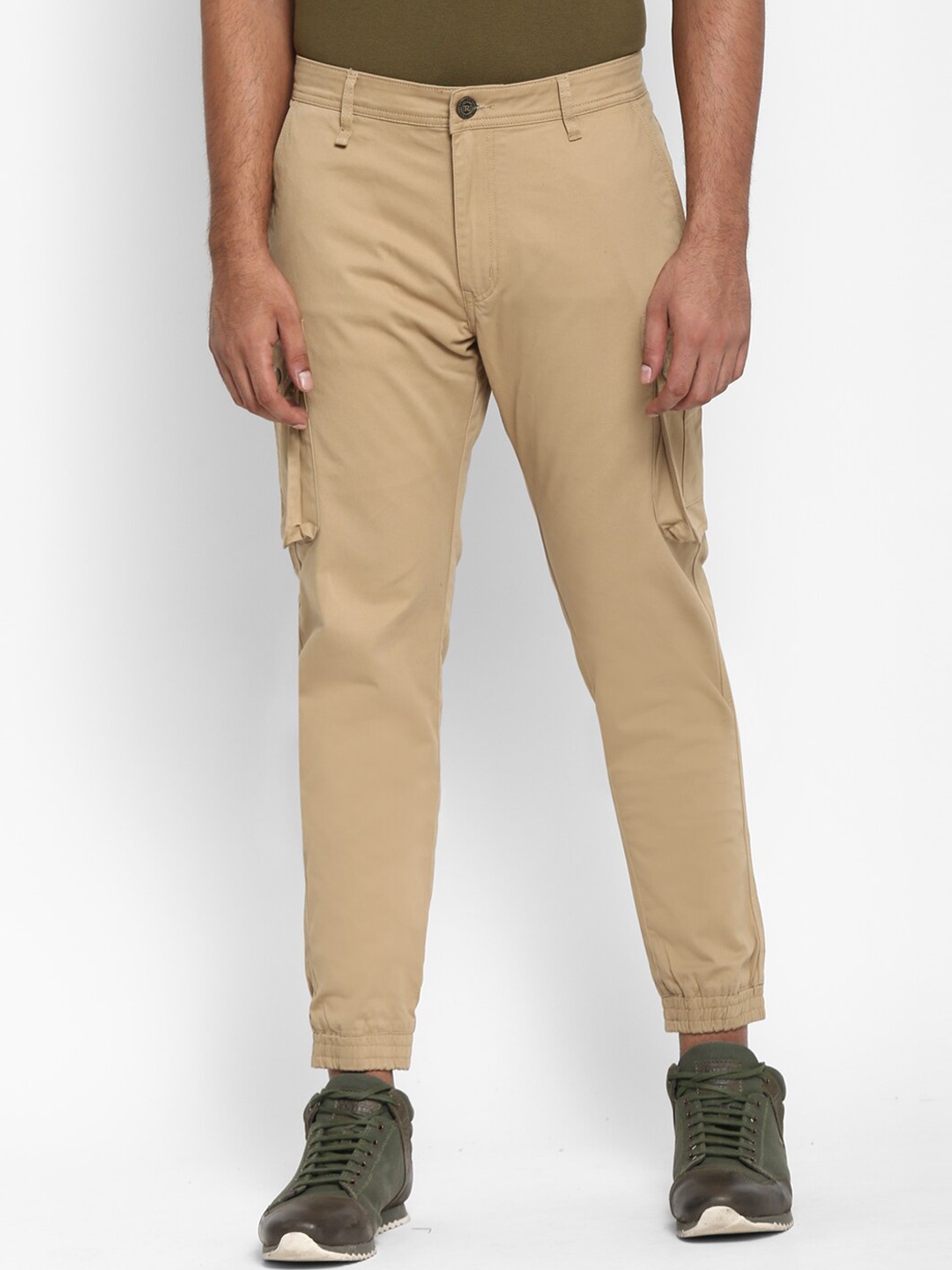 Royal Enfield Men Camel Brown Cargos Trousers