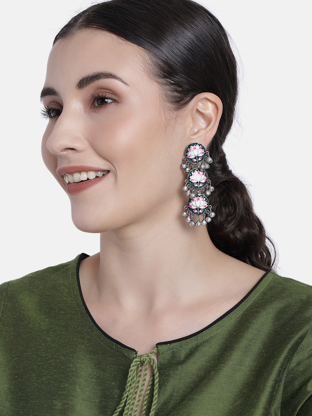 Peora Multicoloured Oxidised Silver Plated Beaded Meenakari Classic Drop Earrings, Multi
Peora Multicoloured Oxidised Silver Plated Beaded Meenakari Classic Drop Earrings, Multi