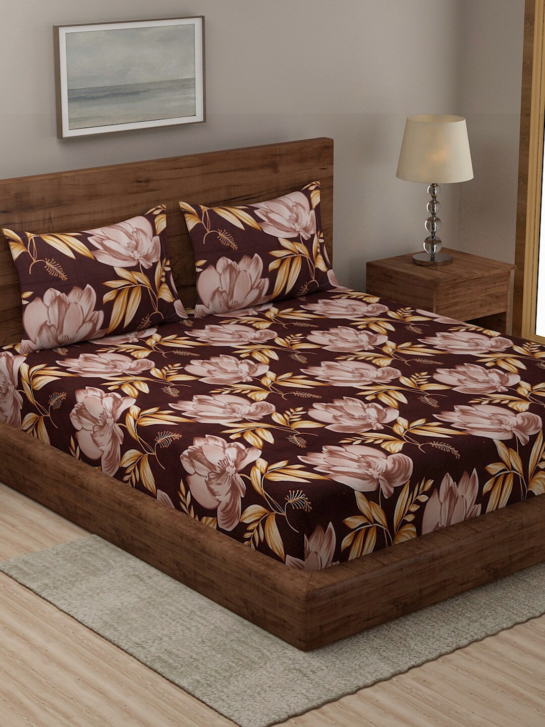 TAG 7 Set Of 2 Coffee Brown & Blue Floral 210 TC 2 King Bedsheet with 4 Pillow Covers
TAG 7 Set Of 2 Coffee Brown & Blue Floral 210 TC 2 King Bedsheet with 4 Pillow Covers