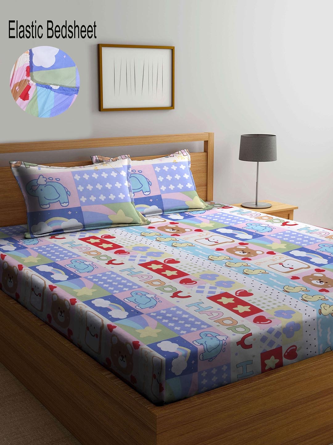 KLOTTHE Pink & Blue Cartoon Characters 300 TC Fitted Double Bedsheet with 2 Pillow Covers
KLOTTHE Pink & Blue Cartoon Characters 300 TC Fitted Double Bedsheet with 2 Pillow Covers