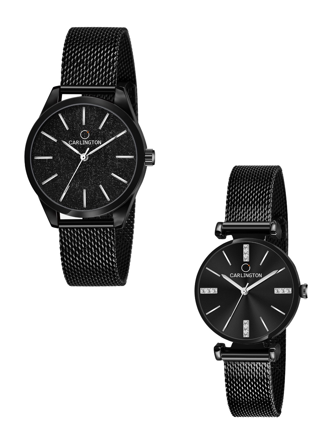 CARLINGTON Women Set of 2 Bracelet Style Straps Analogue Watches CT2001 CT2011, Black
CARLINGTON Women Set of 2 Bracelet Style Straps Analogue Watches CT2001 CT2011, Black
