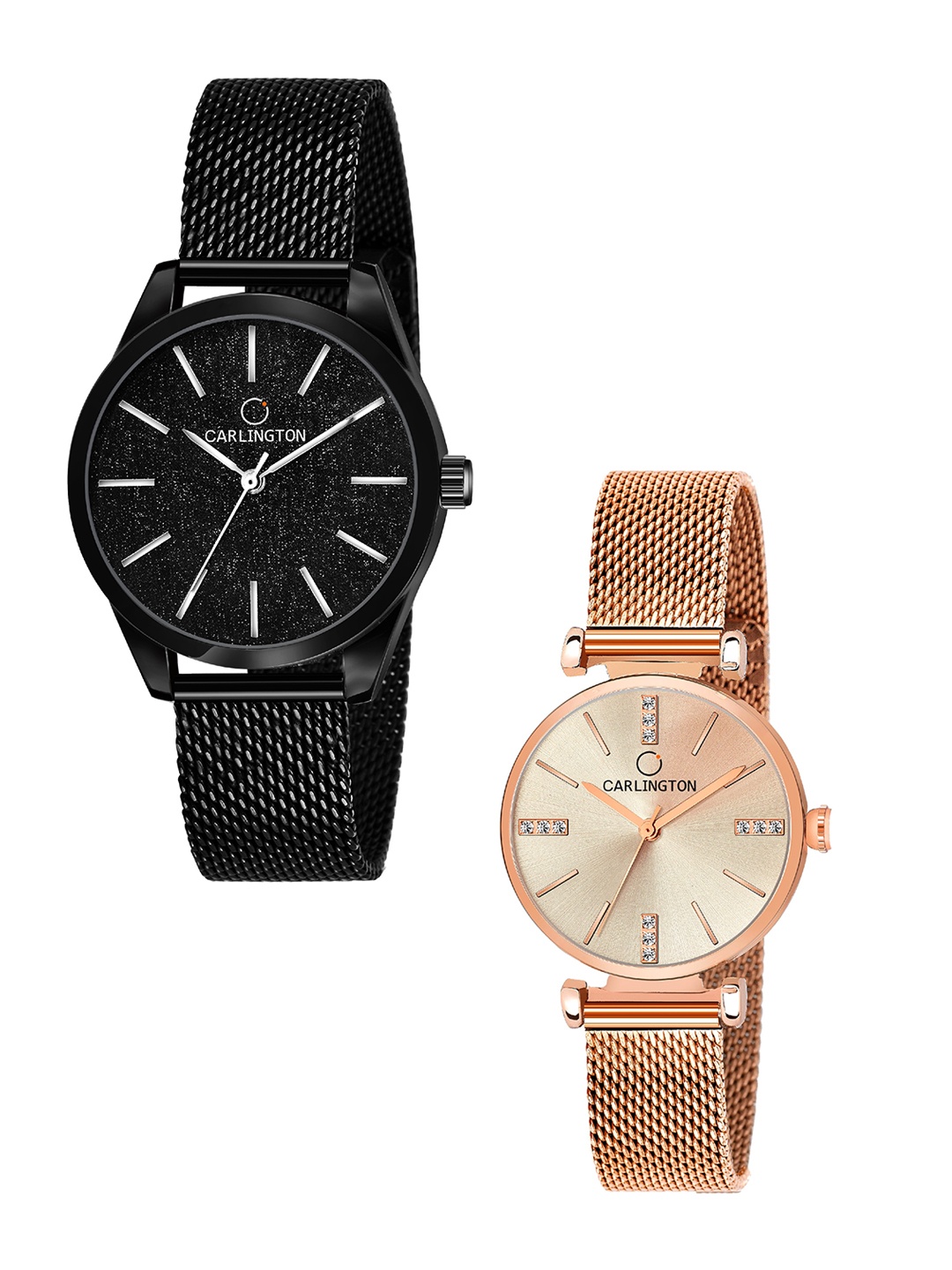 CARLINGTON Unisex Pack Of 2 Multicoloured Analogue Watch-CT2001 Black-CT2011 RoseGold, Multi
CARLINGTON Unisex Pack Of 2 Multicoloured Analogue Watch-CT2001 Black-CT2011 RoseGold, Multi