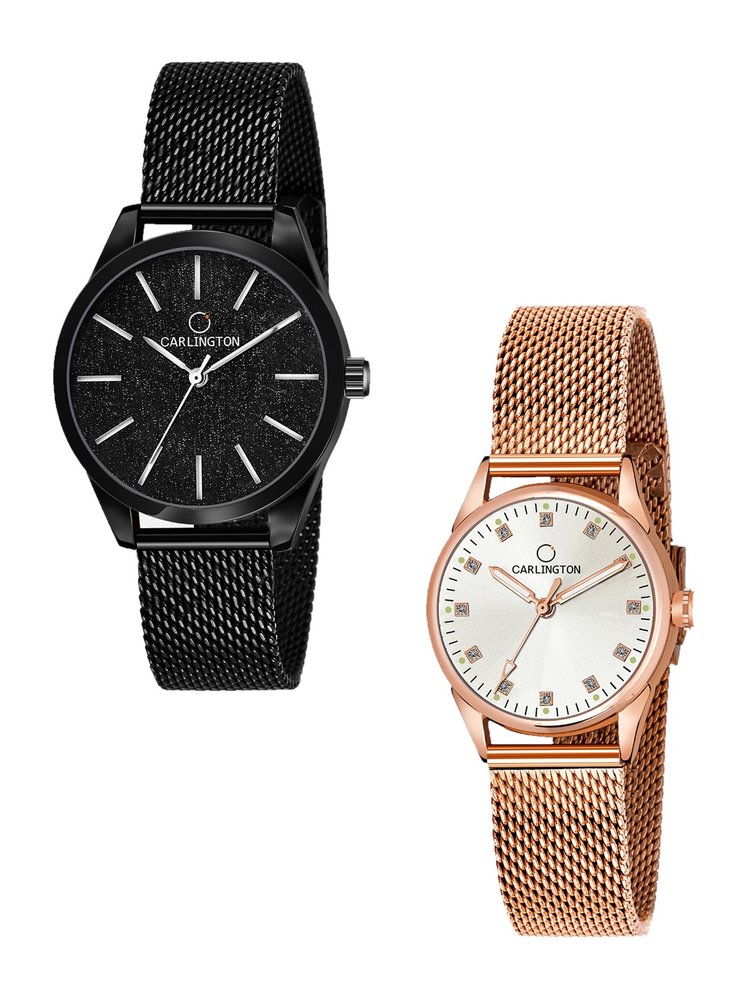 CARLINGTON Women Set of 2 Stainless Steel Bracelet Style Straps Analogue Watches, Multi
CARLINGTON Women Set of 2 Stainless Steel Bracelet Style Straps Analogue Watches, Multi