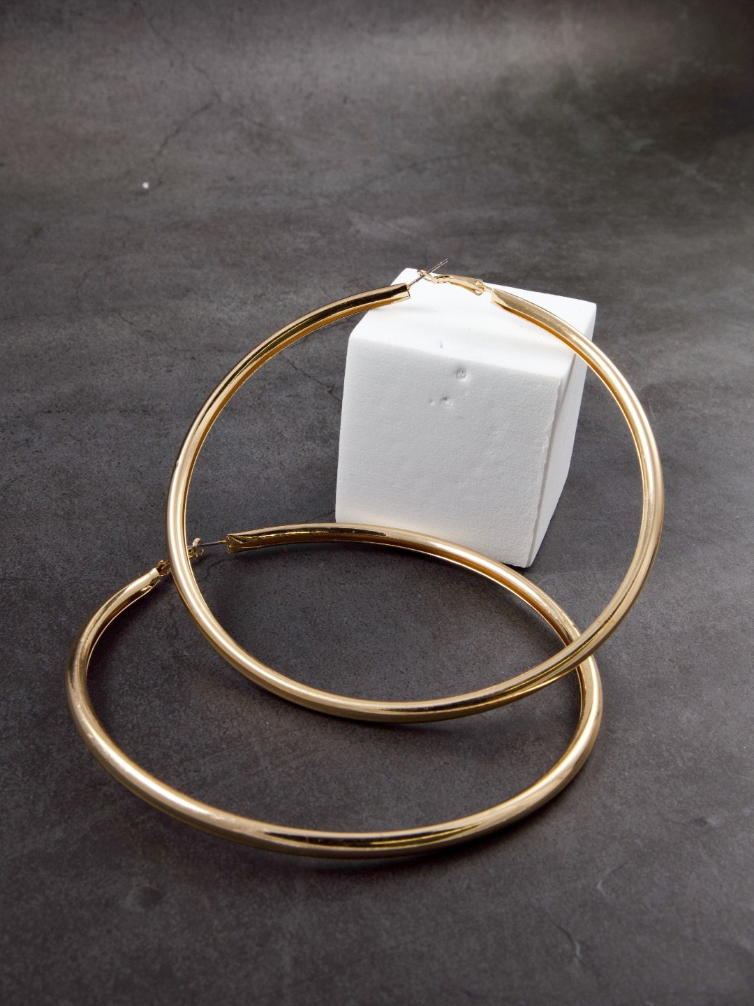 anore Women Gold-Toned Circular Exaggerated Hoop Earrings